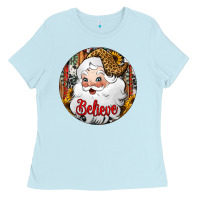 Baby Blue believe Santa Claus Christmas Ladies Tee - Jasminsmagicworld