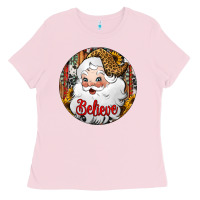 Bubblegum Pink believe Santa Claus Christmas Ladies Tee - Jasminsmagicworld