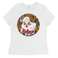 White believe Santa Claus Christmas Ladies Tee - Jasminsmagicworld