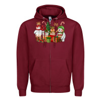 Burgundy christmas polar bear reindeer and snowman coffee c Zipper Hoodie - CowGirlArtShop