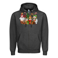 Charcoal Heather christmas polar bear reindeer and snowman coffee c Zipper Hoodie - CowGirlArtShop