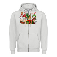 Dove Grey christmas polar bear reindeer and snowman coffee c Zipper Hoodie - CowGirlArtShop