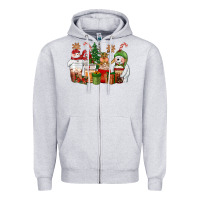 Heather Grey christmas polar bear reindeer and snowman coffee c Zipper Hoodie - CowGirlArtShop