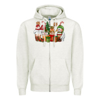 Oatmeal Heather christmas polar bear reindeer and snowman coffee c Zipper Hoodie - CowGirlArtShop