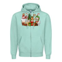 Seafoam christmas polar bear reindeer and snowman coffee c Zipper Hoodie - CowGirlArtShop
