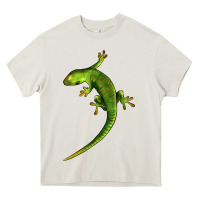 Cream Green Lizard Illustrations Heavy Core Tee - LillyAllenDesigns