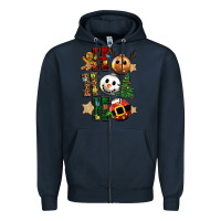 Navy ho ho ho christmas Zipper Hoodie - CowGirlArtShop