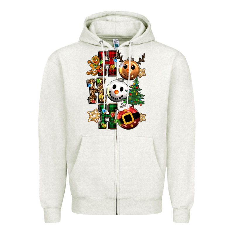 Ho Ho Ho Christmas Zipper Hoodie by CowGirlArtShop | Teevron