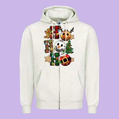 Ho Ho Ho Christmas Zipper Hoodie Designed By Cowgirlartshop