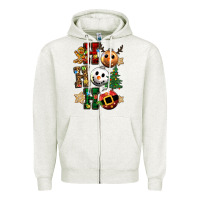 Oatmeal Heather ho ho ho christmas Zipper Hoodie - CowGirlArtShop