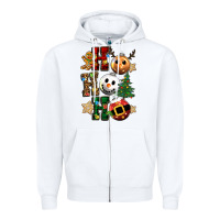 White ho ho ho christmas Zipper Hoodie - CowGirlArtShop