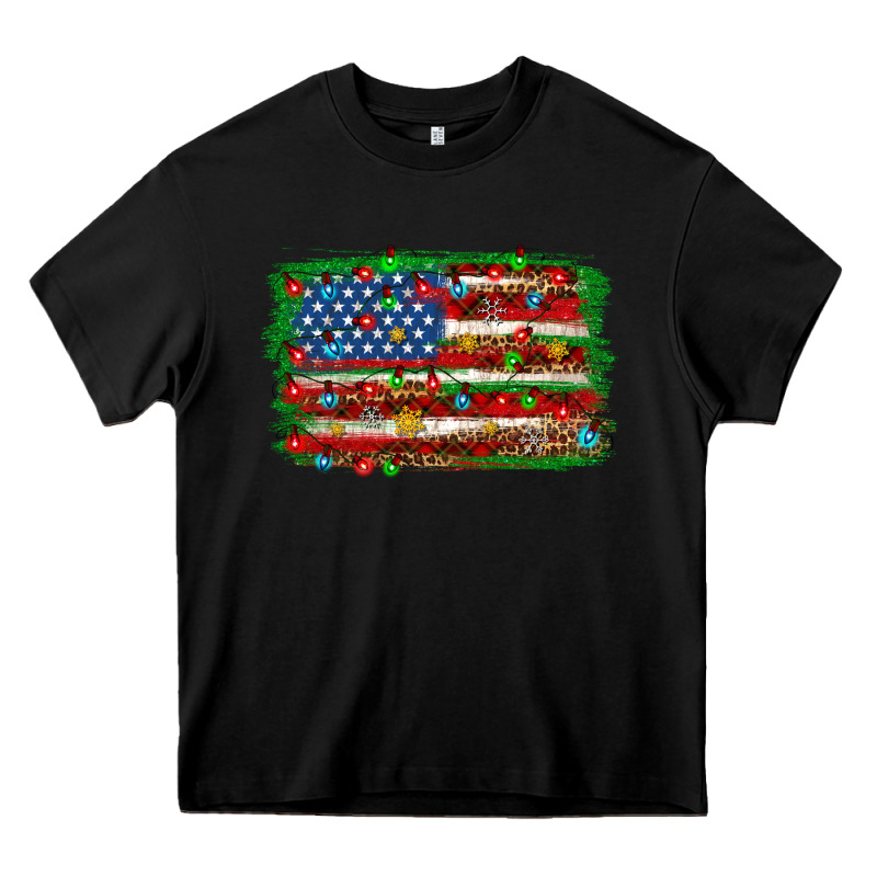 Christmas American Flag Heavy Core Tee by NancyCooperArtShop | Teevron
