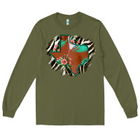 Army Green Western Horsehide Texas Flag Long Sleeve Tee - Bettercallsaul