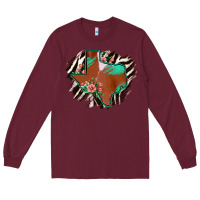 Burgundy Western Horsehide Texas Flag Long Sleeve Tee - Bettercallsaul
