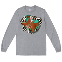 Heather Grey Western Horsehide Texas Flag Long Sleeve Tee - Bettercallsaul