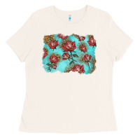 Bone red roses with leopard background Ladies Tee - LillyAllenDesigns