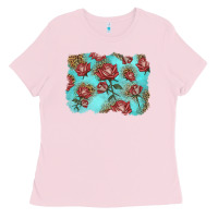 Red Roses With Leopard Background Ladies Tee | Teevron