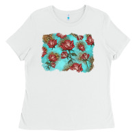 White red roses with leopard background Ladies Tee - LillyAllenDesigns