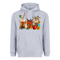 Heather Grey Teacher Coffee Cups Heavyweight Hoodie - FaDigitalArtStudio