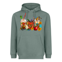 Sage Teacher Coffee Cups Heavyweight Hoodie - FaDigitalArtStudio