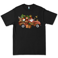 Black Christmas Truck Elf Santa snowman reindeer Premium Tee - NancyCooperArtShop
