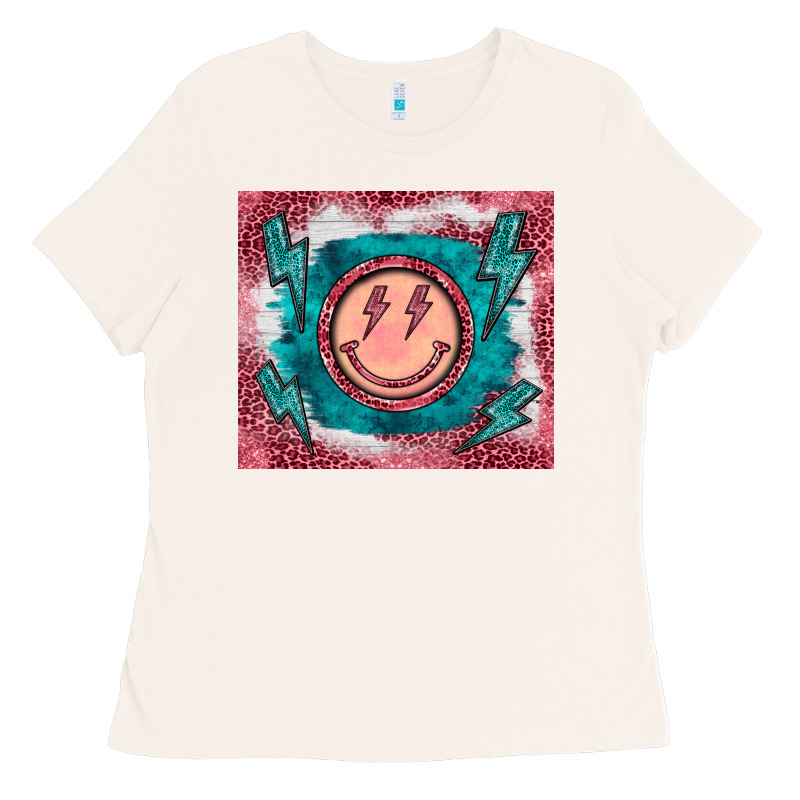 Western Lightning Bolt Smiling Face Turquoise Ladies Tee by BarkalooDesign | Teevron