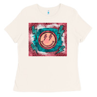 Bone western lightning bolt smiling face turquoise Ladies Tee - BarkalooDesign