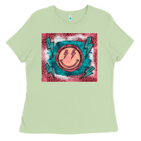Matcha western lightning bolt smiling face turquoise Ladies Tee - BarkalooDesign