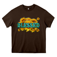 Chocolate Brown glitter blessed with sunflowers Heavy Core Tee - AdoDesignShop