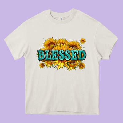 Glitter Blessed With Sunflowers Heavy Core Tee Designed By Adodesignshop