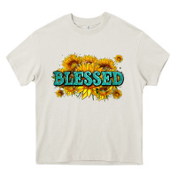 Cream glitter blessed with sunflowers Heavy Core Tee - AdoDesignShop