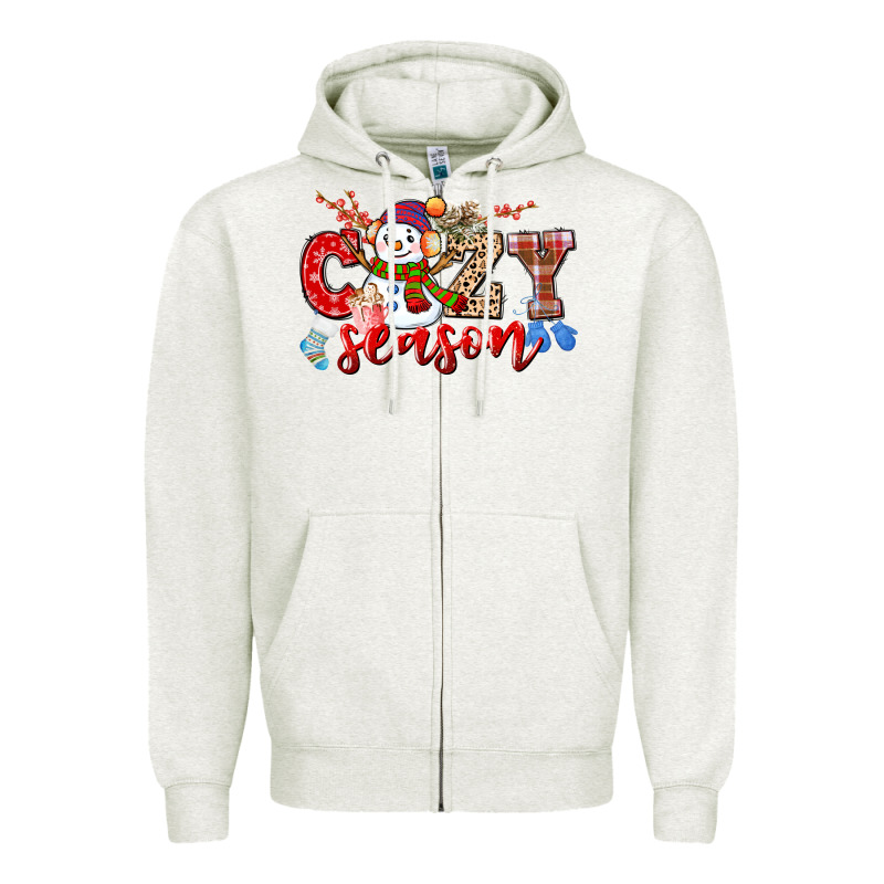 Cozy Season Snowman Zipper Hoodie by CowGirlArtShop | Teevron