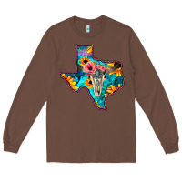 Chestnut Western Sunflower, Rose, Gemstsone, Turquoise Bull Skull Long Sleeve Tee - Bettercallsaul