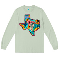 Matcha Western Sunflower, Rose, Gemstsone, Turquoise Bull Skull Long Sleeve Tee - Bettercallsaul