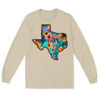 Mushroom Western Sunflower, Rose, Gemstsone, Turquoise Bull Skull Long Sleeve Tee - Bettercallsaul