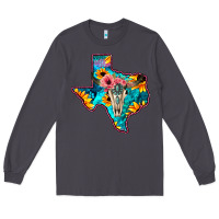 Smoke Western Sunflower, Rose, Gemstsone, Turquoise Bull Skull Long Sleeve Tee - Bettercallsaul