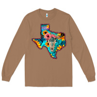 Toasted Coconut Western Sunflower, Rose, Gemstsone, Turquoise Bull Skull Long Sleeve Tee - Bettercallsaul