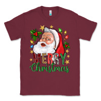Burgundy Merry Christmas With Santa Classic Tee - BundleAndBundleShop
