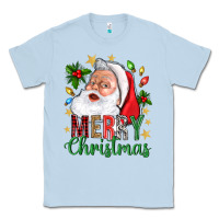 Dusty Blue Merry Christmas With Santa Classic Tee - BundleAndBundleShop