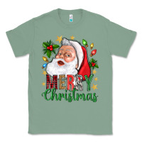 Sage Merry Christmas With Santa Classic Tee - BundleAndBundleShop