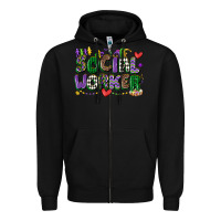 Black social worker mardi gras cowgirl Zipper Hoodie - CowGirlArtShop