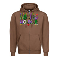 Chestnut social worker mardi gras cowgirl Zipper Hoodie - CowGirlArtShop