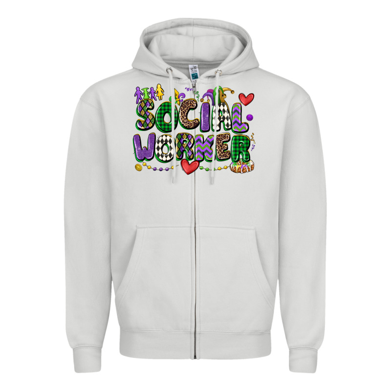 Social Worker Mardi Gras Cowgirl Zipper Hoodie by CowGirlArtShop | Teevron