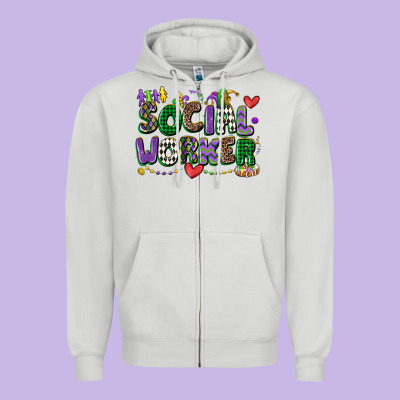 Social Worker Mardi Gras Cowgirl Zipper Hoodie Designed By Cowgirlartshop