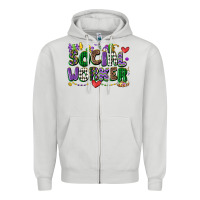 Dove Grey social worker mardi gras cowgirl Zipper Hoodie - CowGirlArtShop