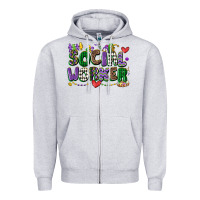 Heather Grey social worker mardi gras cowgirl Zipper Hoodie - CowGirlArtShop