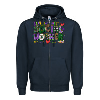 Navy social worker mardi gras cowgirl Zipper Hoodie - CowGirlArtShop