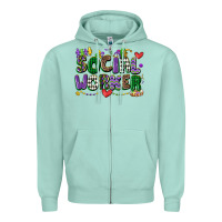 Seafoam social worker mardi gras cowgirl Zipper Hoodie - CowGirlArtShop