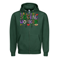 Sports Green social worker mardi gras cowgirl Zipper Hoodie - CowGirlArtShop