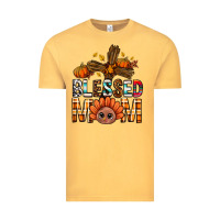 Vintage Mustard Western Blessed Mom With Cross Vintage Tee - BundleAndBundleShop